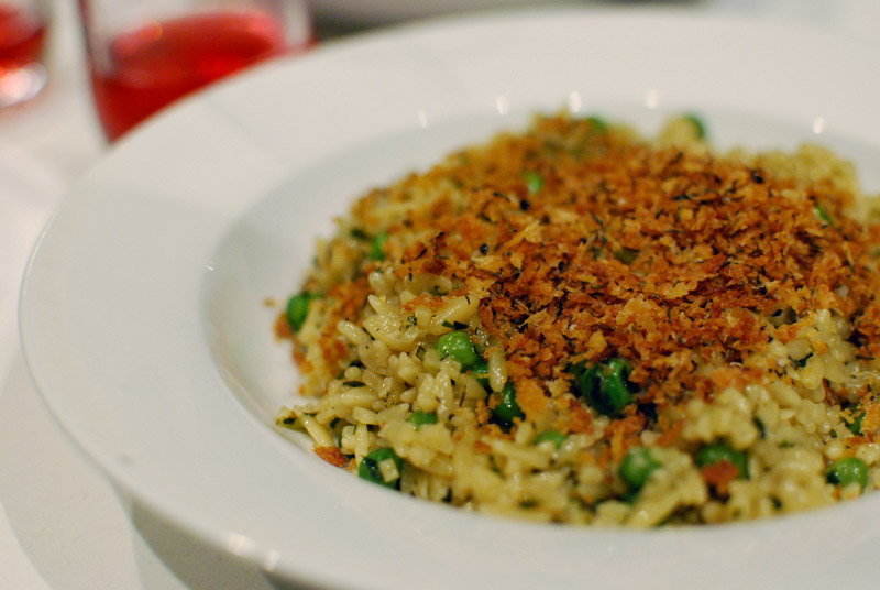 orzo limone with peas and breadcrumbs